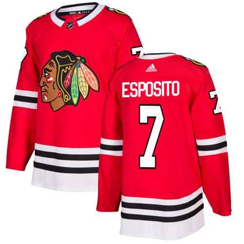 Adidas Men Chicago Blackhawks #7 Tony Esposito Red Home Authentic Stitched NHL Jersey->minnesota wild->NHL Jersey